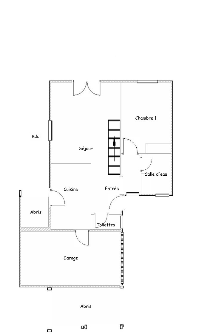 Croquis RDC  avec jardin contournant,